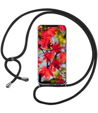 Ntech Samsung A32 Hoesje transparant silicone met Koord - Samsung Galaxy A32 5G hoesje met koord - hoesje Galaxy A32 5G met koord draagkoord TPU backcover - Zwart