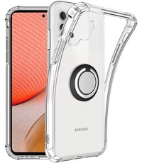 Ntech Samsung A32 hoesje Luxe Anti shock- Galaxy A32 5G silicone Backcover Clear case - Samsung Galaxy A32 5G hoesje met Ring houder / Ring vinger houder / standaard