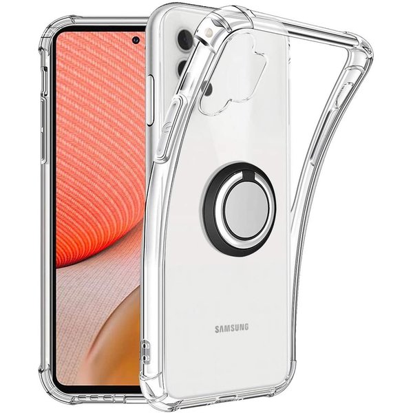 Ntech Hoesje Geschikt Voor Samsung Galaxy A32 hoesje Luxe Anti shock- Galaxy A32 5G silicone Backcover Clear case - Hoesje Geschikt Voor Samsung Galaxy A32 5G hoesje met Ring houder / Ring vinger houder / standaard