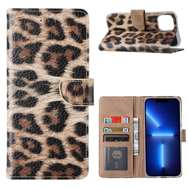 Ntech Hoesje Geschikt voor iPhone 13 Hoesje Luipaard - Hoesje Geschikt voor iPhone 13 Boek Hoesje / Portemonnee cover - Luipaard Hoesje Geschikt voor iPhone 13 6.1 inch