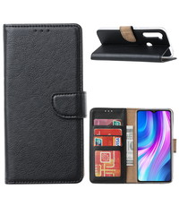 Ntech Xiaomi Redmi Note 8 (2019/2021) Hoesje Zwart - Xiaomi Note 8 2021 bookcase met Pasjeshouder - Note 8 2019 case Portemonnee cover