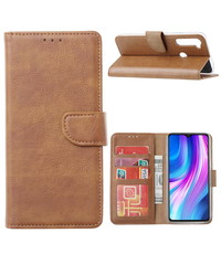 Ntech Xiaomi Redmi Note 8 (2019/2021) Hoesje Bruin - Xiaomi Note 8 2021 bookcase met Pasjeshouder - Note 8 2019 case Portemonnee cover