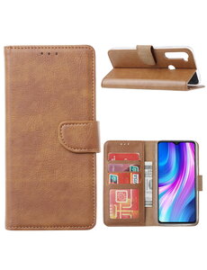 Ntech Xiaomi Redmi Note 8 (2019/2021) Hoesje Bruin - Xiaomi Note 8 2021 bookcase met Pasjeshouder - Note 8 2019 case Portemonnee cover
