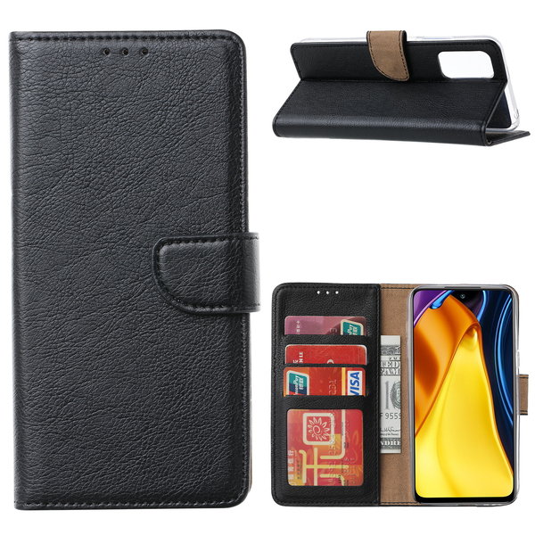 Ntech Xiaomi Redmi Note 10 5G Hoesje / Poco M3 Pro 5G Hoesje Zwart bookcase met Pasjeshouder - Hoesje Mi Poco M3 Pro 5G case Portemonnee cover