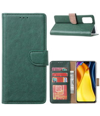 Ntech Xiaomi Redmi Note 10 5G Hoesje / Poco M3 Pro 5G Hoesje Groen bookcase met Pasjeshouder - Hoesje Mi Poco M3 Pro 5G case Portemonnee cover