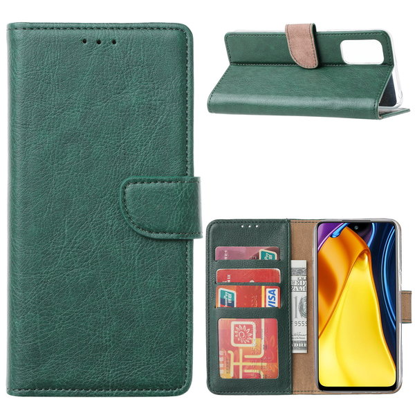 Ntech Hoesje Geschikt voor Xiaomi Redmi Note 10 5G Hoesje / Poco M3 Pro 5G Hoesje Groen bookcase met Pasjeshouder - Hoesje Mi Poco M3 Pro 5G case Portemonnee cover