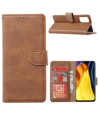 Ntech Xiaomi Redmi Note 10 5G Hoesje / Poco M3 Pro 5G Hoesje Bruin bookcase met Pasjeshouder - Hoesje Mi Poco M3 Pro 5G case Portemonnee cover