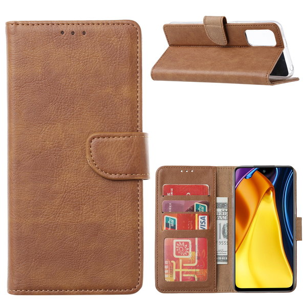 Ntech Hoesje Geschikt voor Xiaomi Redmi Note 10 5G Hoesje / Poco M3 Pro 5G Hoesje Bruin bookcase met Pasjeshouder - Hoesje Mi Poco M3 Pro 5G case Portemonnee cover