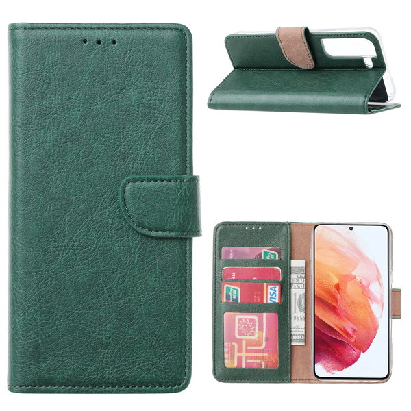 Ntech Hoesje Geschikt Voor Samsung Galaxy S22 Hoesje BookCase Groen - Hoesje Geschikt Voor Samsung Galaxy s22 hoesje wallet case - Hoesje Hoesje Geschikt Voor Samsung Galaxy S22 bookcase - Galaxy S22 portemonnee hoesje book case cover