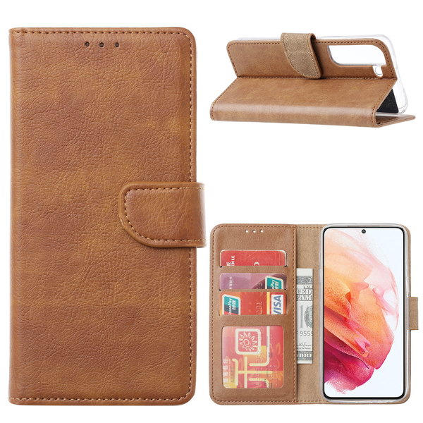 Ntech Hoesje Geschikt Voor Samsung Galaxy S22 Plus Hoesje BookCase Bruin - Hoesje Geschikt Voor Samsung Galaxy s22 Plus hoesje wallet case - Hoesje Hoesje Geschikt Voor Samsung Galaxy S22 Plus bookcase - Galaxy S22 Plus portemonnee hoesje book case cover