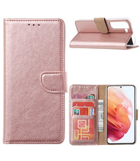 Ntech Samsung Galax S22 Plus Hoesje BookCase Rose Goud