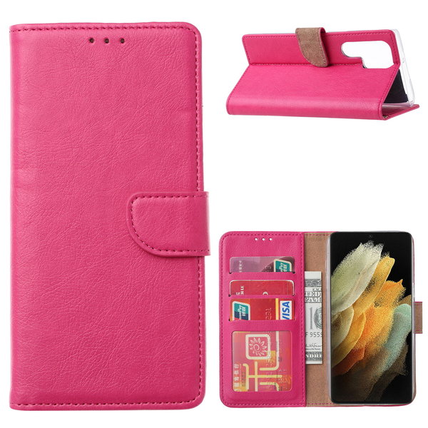 Ntech Hoesje Geschikt Voor Samsung Galaxy S22 Ultra Hoesje BookCase Pink - Hoesje Geschikt Voor Samsung Galaxy s22 Ultra hoesje wallet case - Hoesje Hoesje Geschikt Voor Samsung Galaxy S22 Ultra bookcase - Galaxy S22 Ultra portemonnee hoesje book case cover