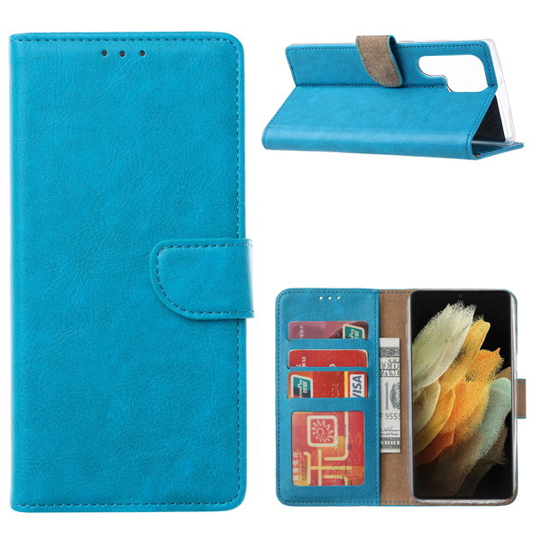 Ntech Hoesje Geschikt Voor Samsung Galaxy S22 Ultra Hoesje BookCase Blauw - Hoesje Geschikt Voor Samsung Galaxy s22 Ultra hoesje wallet case - Hoesje Hoesje Geschikt Voor Samsung Galaxy S22 Ultra bookcase - Galaxy S22 Ultra portemonnee hoesje book case cover