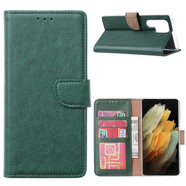 Ntech Hoesje Geschikt Voor Samsung Galaxy S22 Ultra Hoesje BookCase Groen - Hoesje Geschikt Voor Samsung Galaxy s22 Ultra hoesje wallet case - Hoesje Hoesje Geschikt Voor Samsung Galaxy S22 Ultra bookcase - Galaxy S22 Ultra portemonnee hoesje book case cover