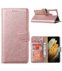 Ntech Samsung Galax S22 Ultra Hoesje BookCase Rose Goud