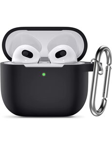 Ntech Airpod 3 hoesje Silicone Case Zwart - AirPods 3 Case Siliconen Hoes - AirPods 3 Hoes Cover