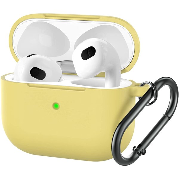 Ntech Hoesje Geschikt voor Apple Airpods 3 hoesje Silicone Case Geel - Hoesje Geschikt voor Apple Airpodss 3 Case Siliconen Hoes - Hoesje Geschikt voor Apple Airpodss 3 Hoes Cover