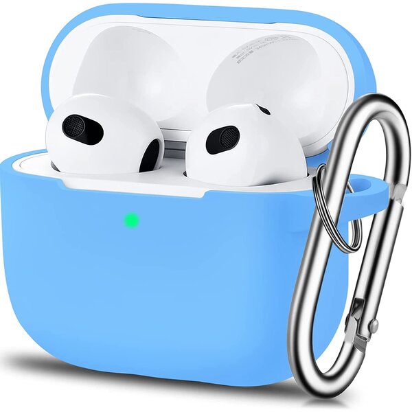 Ntech Airpod 3 hoesje Silicone Case Blauw - AirPods 3 Case Siliconen Hoes - AirPods 3 Hoes Cover