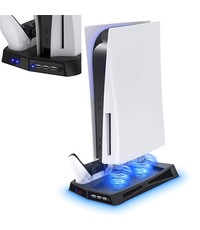 Ntech PS5 Oplaadstation - PS5 accessoires - PS5 Standaard - Ps5 Controller oplader - Playstation 5 Dockingstation - PS5 Consolestand - PS5 cooling stand - Playstion 5 standaard - Playstation 5 stand