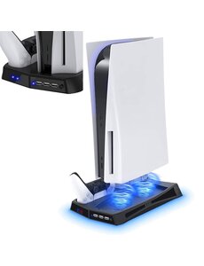 Ntech PS5 Oplaadstation - PS5 accessoires - PS5 Standaard - Ps5 Controller oplader - Playstation 5 Dockingstation - PS5 Consolestand - PS5 cooling stand - Playstion 5 standaard - Playstation 5 stand