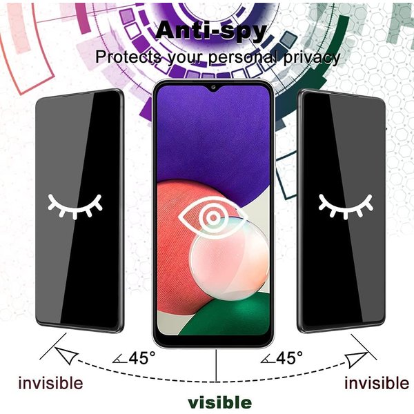 Ntech Screenprotector Geschikt voor Samsung Galaxy A22 4G Privacy Glass - Screenprotector Geschikt voor Samsung Galaxy  Galaxy A22 4G Privacy Screen - Privacy Glass Galaxy A22 - Privacy Screenprotector Galaxy A22 4G - Privacy Screenprotector - 2 pack