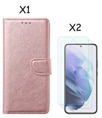 Ntech Samsung Galax S22 hoesje Rose Goud Samsung Galax Galaxy S22 5G hoesje bookcase portemonnee cover