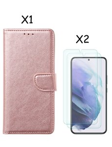 Ntech Samsung Galax S22 hoesje Rose Goud Samsung Galax Galaxy S22 5G hoesje bookcase portemonnee cover
