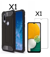 Ntech Samsung Galaxy A13 5G / A04s Hoesje Schokbestendig Hybride backcover - Rugged Armour Cover – Met Screenprotector – Zwart