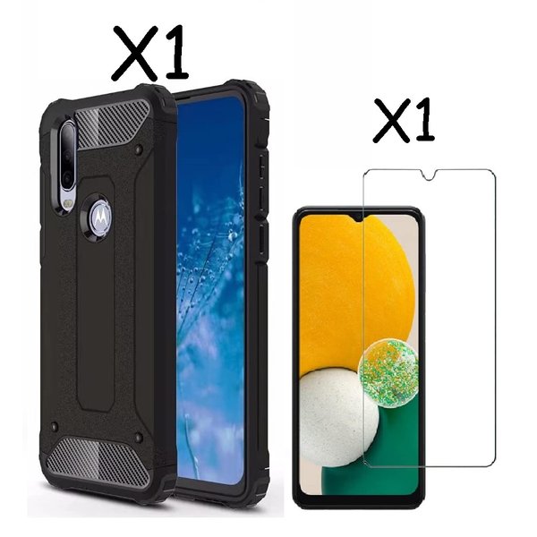 Ntech Hoesje Geschikt Voor Samsung Galaxy A13 5G / A04s Hoesje Schokbestendig Hybride backcover - Rugged Armour Cover – Met Screenprotector – Zwart