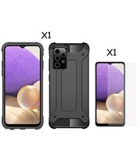 Ntech Samsung A33 5G Hoesje Schokbestendig Hybride hoesje - Samsung Galaxy A33 Hoesje Rugged Armour Cover Heavy Duty Zwart - Galaxy A33 1x Screenprotector