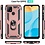Ntech Oppo A15 Hoesje armor Met ring houder Rose Goud - Oppo A15s hoesje  / Oppo A35 2021 hoesje met Kickstand TPU backcover hoesje - Oppo A15 / A15s screenprotector 2 pack