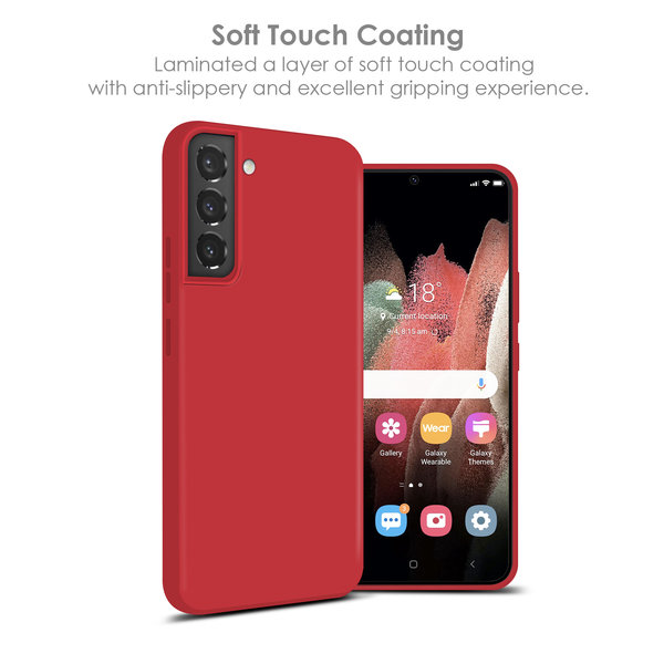 Ntech  Hoesje Geschikt Voor Samsung Galaxy S22 Hoesje Silicone Backcover - Rood