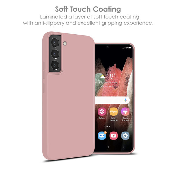 Ntech  Hoesje Geschikt Voor Samsung Galaxy S22 Hoesje Silicone Backcover - Licht Rose