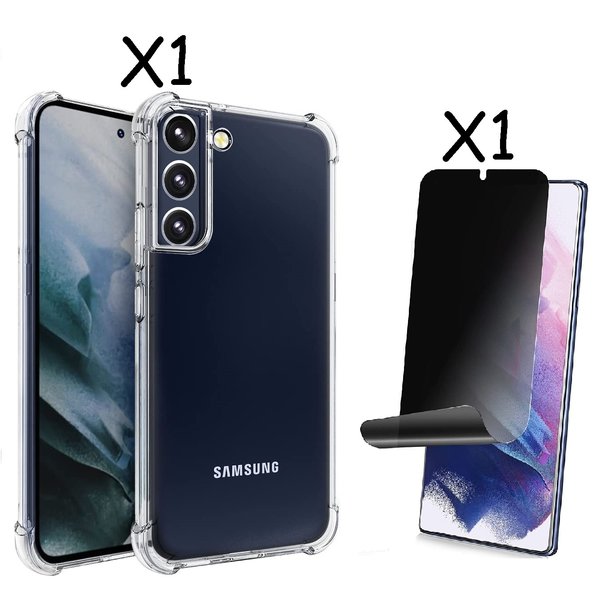 Ntech Hoesje Geschikt Voor Samsung Galaxy S22 Plus Hoesje Anti Shock transparant silicone met Privacy - Hoesje Geschikt Voor Samsung Galaxy S22 Plus hoesje Backcover hoesje -Hoesje Geschikt Voor Samsung Galaxy S22 Plus Privacy Screenprotector 1 pack