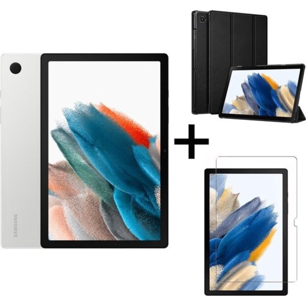 Merkloos Samsung Galaxy Tab A8 (2021) - 32GB - Wifi - 10.5 inch - Silver + Tri-fold smart hoes + Screenprotector tempered glass