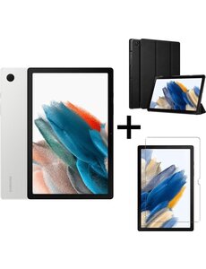 Merkloos Samsung Galaxy Tab A8 (2021) - 64GB - Wifi - 10.5 inch - Silver + Tri-fold smart hoes + Screenprotector tempered glass