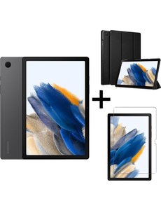 Merkloos Samsung Galaxy Tab A8 (2021) - 64GB - Wifi - 10.5 inch - Gray + Tri-fold smart hoes + Screenprotector tempered glass