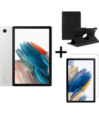 Merkloos Samsung Galaxy Tab A8 (2021) - 64GB - Wifi - 10.5 inch - Silver + Draaibare hoes + Screenprotector tempered glass