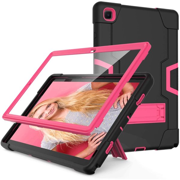 Ntech Hoes Geschikt voor Samsung Galaxy Tab A7 Hoes - (2020/2022) - Shockproof case - met Kickstand Hybride Armor - Zwart / Pink