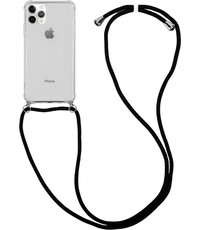 Merkloos Apple iPhone 11 Pro Max Hoesje Hybride Back Cover met Koord Zwart