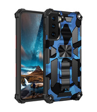 Ntech Samsung Galaxy S20 hoesje kickstand  Armor Case Camouflage Blauw