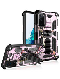 Ntech Samsung Galaxy S20 hoesje kickstand  Armor Case Camouflage Pink