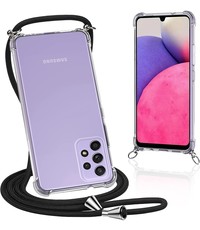 Ntech Samsung A12 Hoesje transparant met Koord - Samsung Galaxy A12 5G hoesje met koord draagkoord - Goedkoop - Necklace - Neckstrap - Telefoon koord - Telefoonhoesje met koord