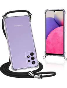 Ntech Samsung A12 Hoesje transparant met Koord - Samsung Galaxy A12 5G hoesje met koord draagkoord - Goedkoop - Necklace - Neckstrap - Telefoon koord - Telefoonhoesje met koord