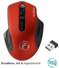 iMice iMice USB Draadloze Stijlvolle Stille Muis - Strak Ontwerp - Dpi Aanpasbaar - Rood