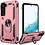 Ntech Hoesje Geschikt Voor Samsung Galaxy S22 Hoesje Anti-Shock Hybrid Armor Rose Goud - Hoesje Geschikt Voor Samsung Galaxy S22 hoesje met Kickstand Ring Houder - Kunststof - Back Cover