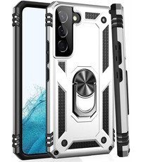 Ntech Samsung S22 Plus Hoesje Anti-Shock Hybrid Armor Zliver - Samsung Galaxy S22 Plus hoesje met Kickstand Ring Houder - Kunststof - Back Cover