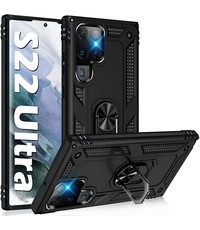 Ntech Samsung Galax S22 Ultra Hoesje Anti-Shock Hybrid Armor Zwart