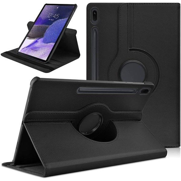 Ntech Hoesje Geschikt Voor Samsung Galaxy Tab S8 Plus hoes Draaibare Book Case Cover Zwart - Hoesje Geschikt Voor Samsung Galaxy Tab S8 Plus hoesje 2022/ Tab S7 FE 2021/Tab S7 Plus 2020 hoesje -Tablet Hoes 12.4 Inch