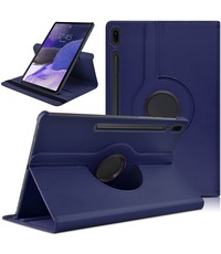 Ntech Samsung Tab S8 Plus hoes Draaibare Book Case Cover Donker Blauw - Samsung Galaxy Tab S8 Plus hoesje 2022/ Tab S7 FE 2021/Tab S7 Plus 2020 hoesje  -Tablet Hoes 12.4 Inch